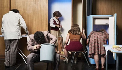 Actores de la obra Mantis Religiosa en escena